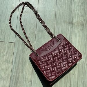 Tory Burch Burgundy Fleming Convertible Bag